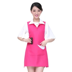 Waiter Nail Flower Coffee Shop Woman Apron With Pocket For Restaurant Home Kitchen Work Waitress Apron Pink Sleeveless Korean