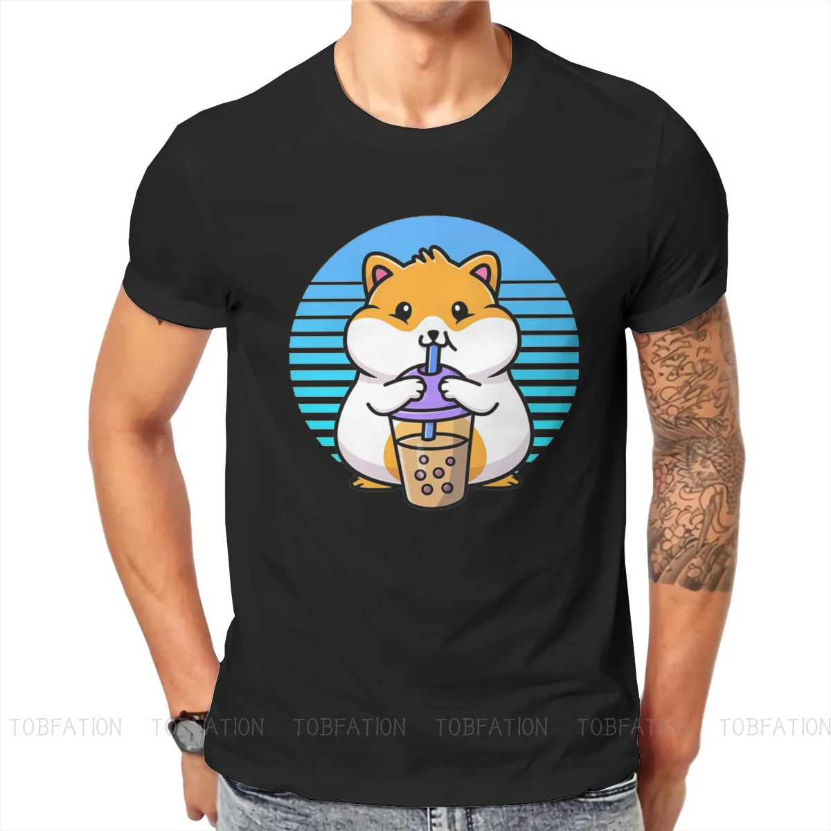 Kawaii Boba Hamster Essential Bubble Tea Lover T Shirt Classic Grunge Big size O-Neck TShirt Top sell  Harajuku Men's Clothes