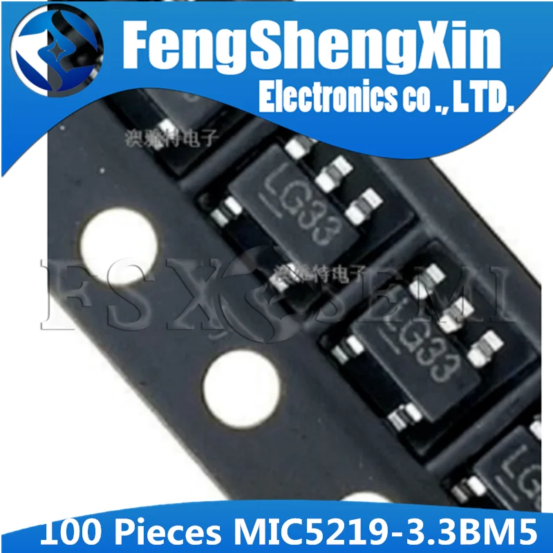 

100pcs/lot MIC5219-3.3BM5 SOT-23 MIC5219-3.3 3.3V MIC5219-3.3YM5 LG33 LDO Regulator