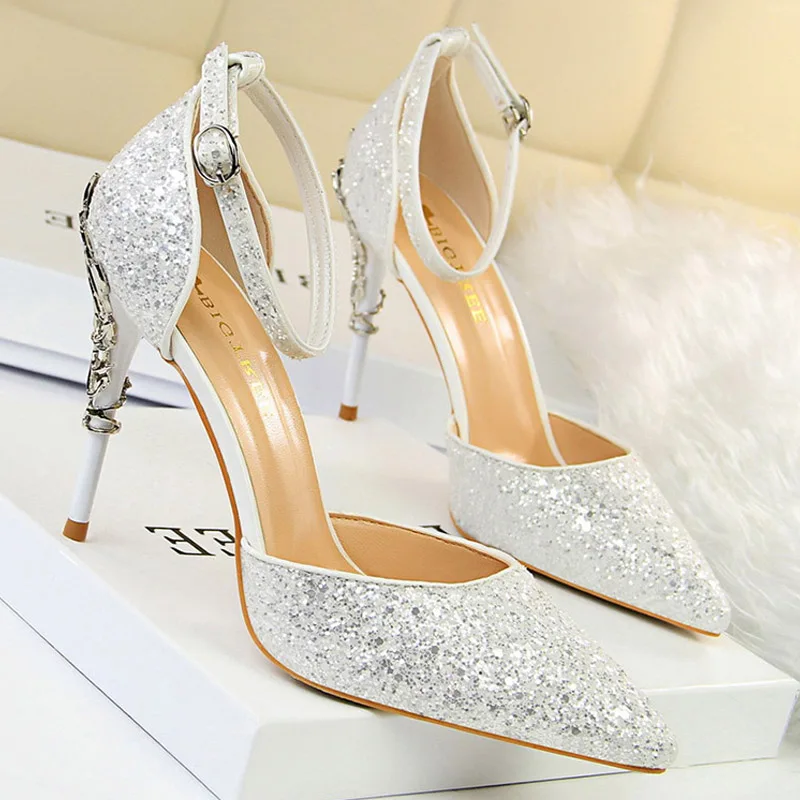 BIGTREE Shoes Heels 2023 New Woman Pumps Sequins High Heels Women Shoes Fashion Ladies Shoes Gold Sliver Stiletto Heels Sandals