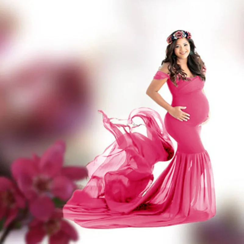 17 Colors Maternity Photography Props Pregnancy Dress For Photo Shooting Off Shoulder Pregnant Dresses For Women Maternity Gown