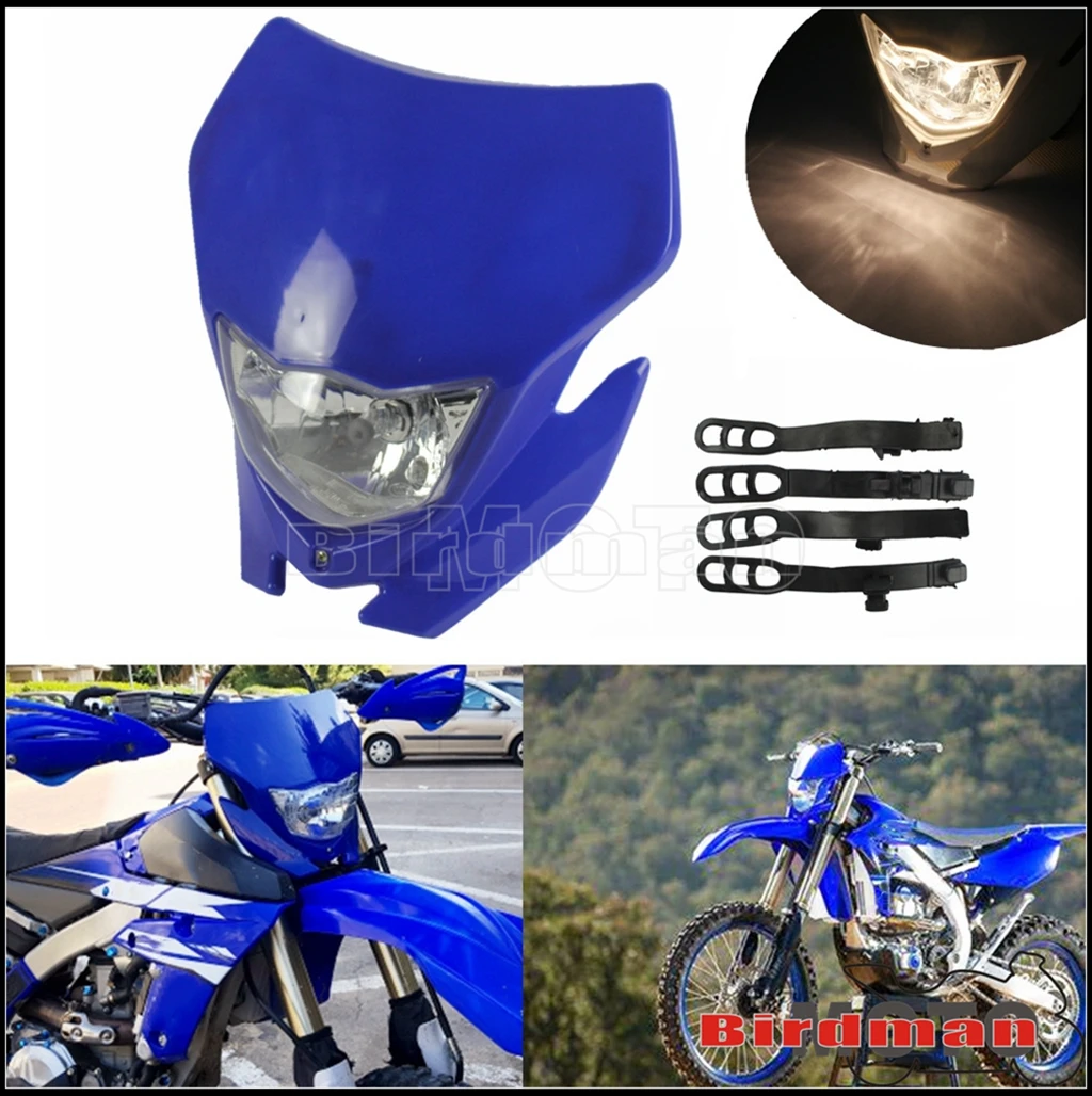 12V 35W Universal Dual Sport Head Light For Yamaha YZ TTR WR XT MX WR 250R 450F 85 125 200 H4 Bulb Motocross Head Light Headlamp