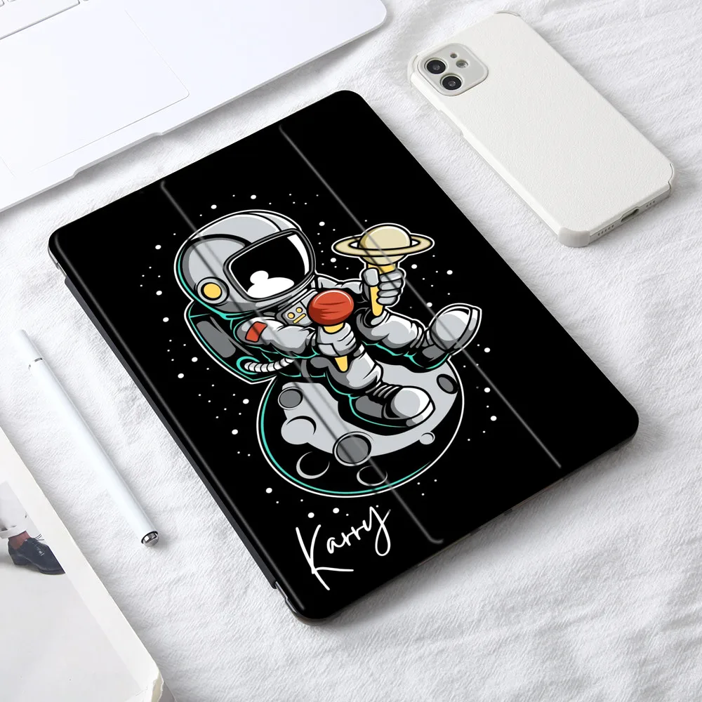 

Custom Name Cute Astronaut Case for iPad 10.9 Air 4 2020 Smart Cover for iPad 9.7 6th 10.2 8th Generation Mini 6 12.9 iPad Pro