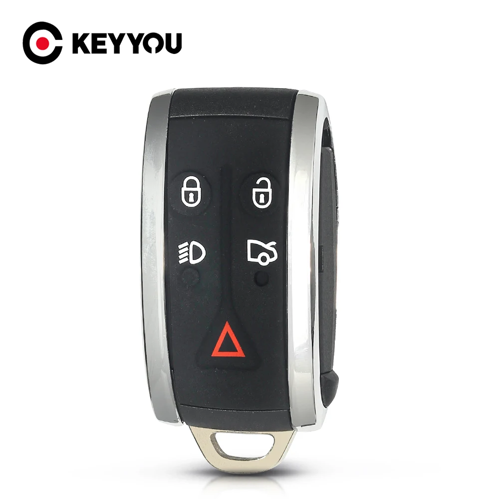 

KEYYOU Car Remote New Smart Keyless Fob Case Shell For JAGUAR X TYPE S XKR XF XFR XK 5 Button Cover Housing Blade 2007-2011