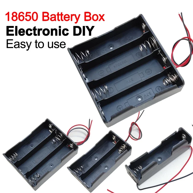 

New 18650 Power Bank Cases 1X 2X 3X 4X 18650 Battery Holder Storage Box Case 1 2 3 4 Slot Batteries Container With Wire Lead