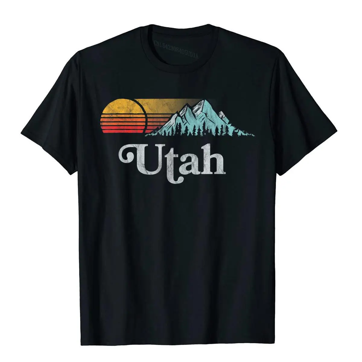 Utah Vintage Mountain Sunset Eighties Retro Graphic T-Shirt Special Cartoon T Shirt Cotton T Shirt For Men Japan Style