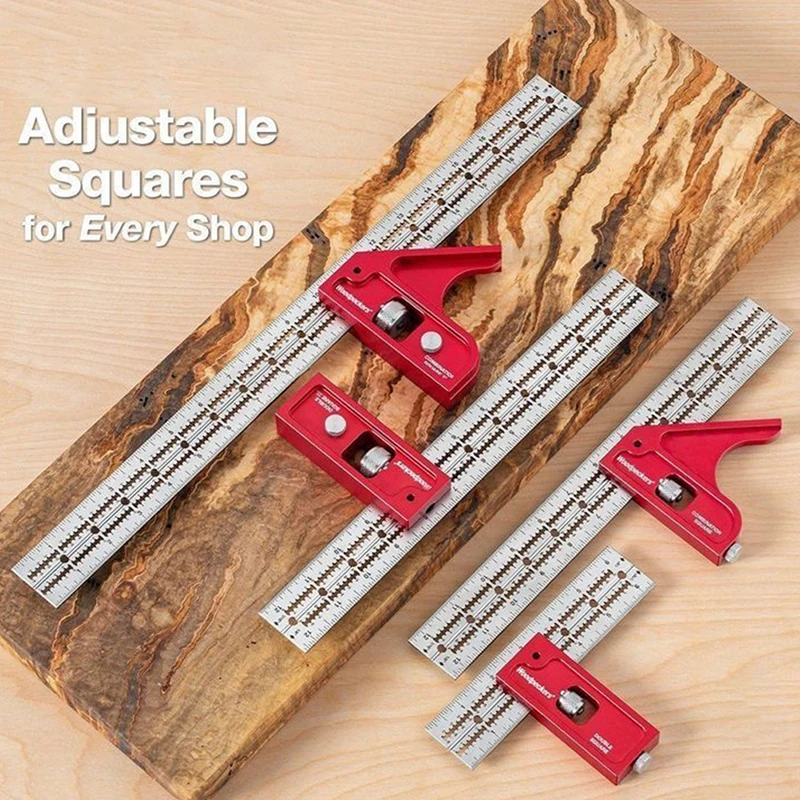 Régua Ferramenta Escalável para Woodpecker T-tipo Régua Buraco Inoxidável Scribing Marcação Line Gauge Carpenter Measuring Tool