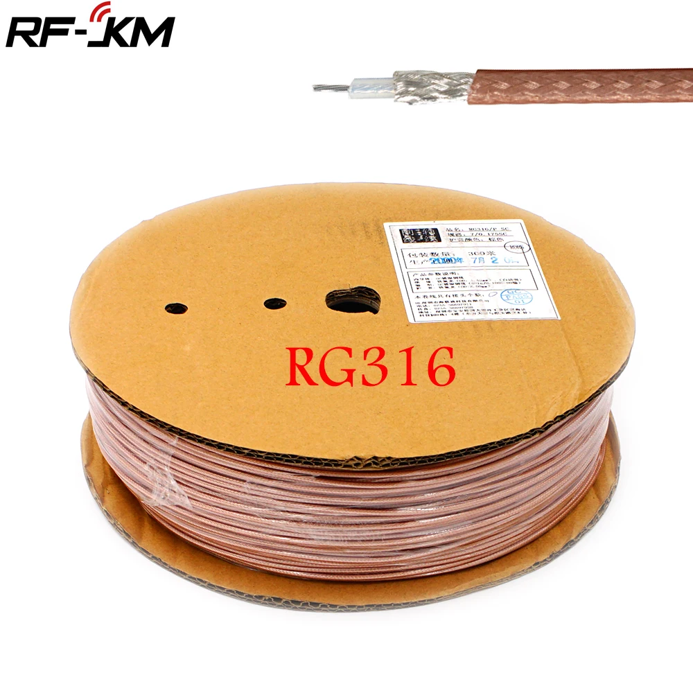 1Meter RG316 cable RF coaxial cable 2.5mm 50 Ohm Low Loss for crimp connector