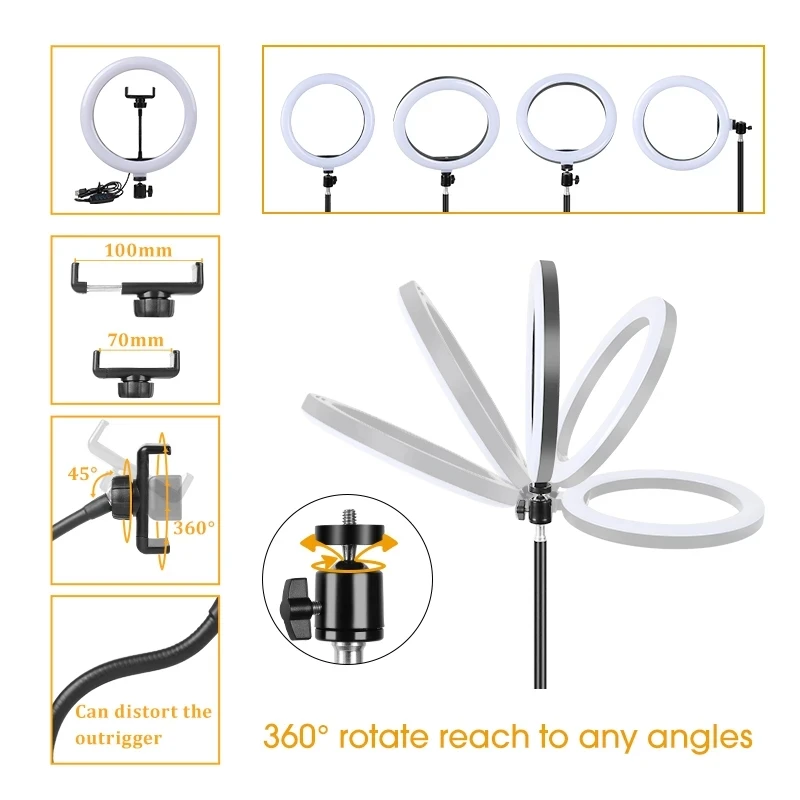 Anillo De luz LED RGB regulable De 12 pulgadas/30cm con trípode para teléfono inteligente, lámparas De luces LED para Tiktok, Youtube, estudio fotográfico, Aro De Luz