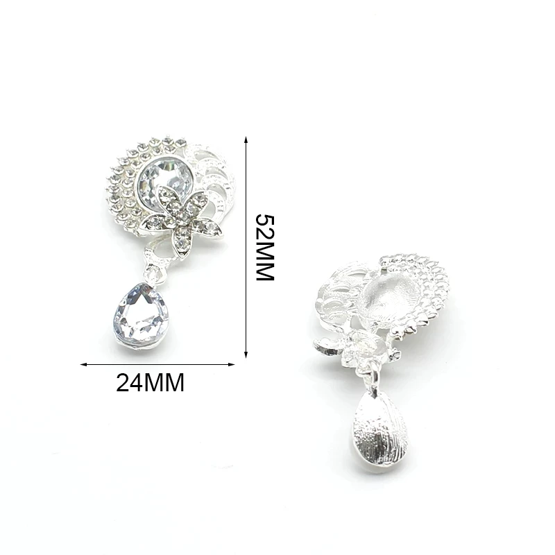 YWXINXI fashion new 10Pcs alloy flower rhinestone flat brooch, DIY handmade romantic wedding wine bottle family party decoration