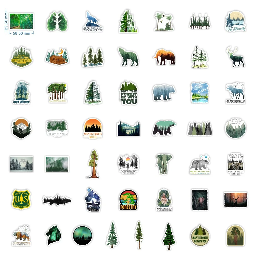 10/30/50PCS Forest Stickers For Waterproof Decal Laptop Motorcycle Luggage Snowboard Fridge Phone Car Sticker