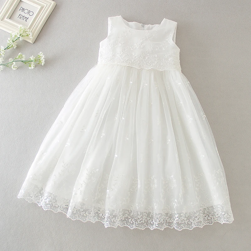 New Baby Girl Dress One year old Baptism Dress White Lace Infant Birthday Party Wedding Princess Dress Baby Clothing 0-24M