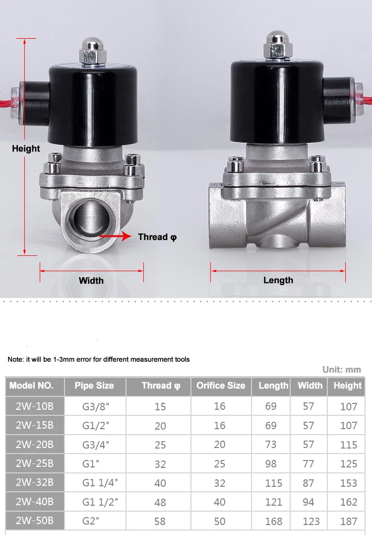 2 "Edelstahl Normalerweise Geschlossen Magnetventil Pipeline steuerschalter ventil wasser ventil Für Wasser Öl Luft 220 V – Detail 1