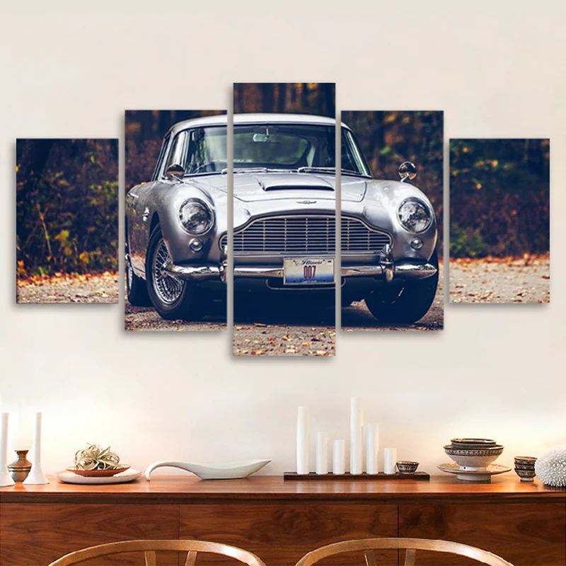 

5 Pieces Martin Sports Car Modular Cuadros Paintings Wall Art Framework Home Decor Canvas Pictures Posters Decoration