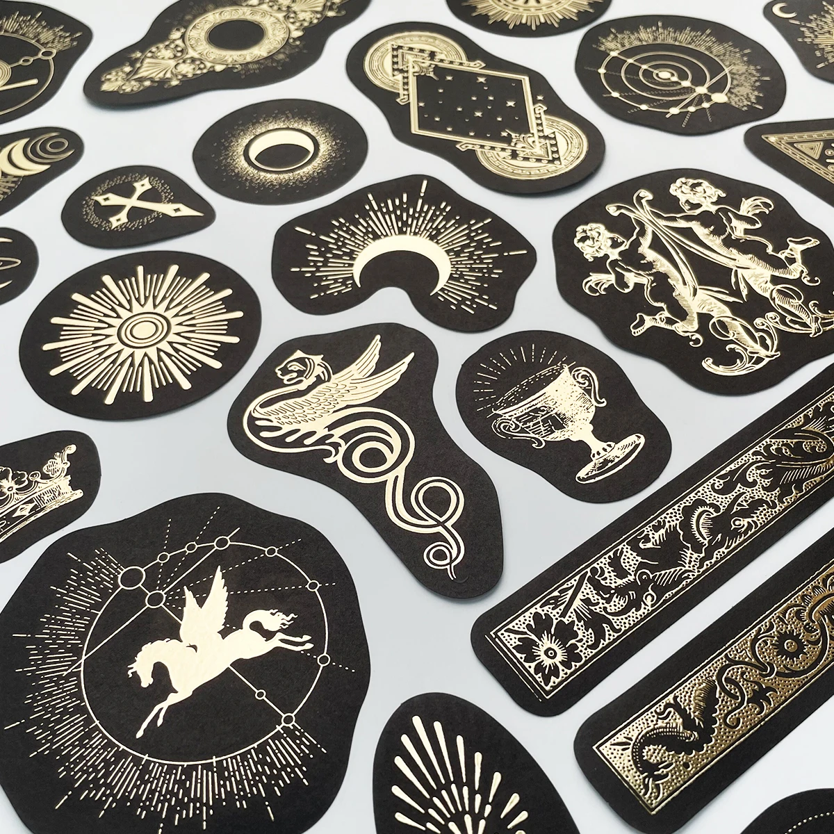 40 Pcs Bronzing Journal Sticker Creative Constellation Style Decorative Stationery Student Daily Collage Material Sticker Kawaii