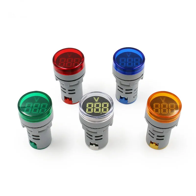 22mm AC20-500V LED digital round voltmeter voltmeter indicator pilot light red yellow green blue white