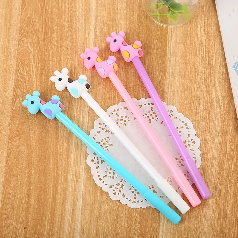 20 PCs Creative Horse Deer Gel Pens Cute Learning Stationery Cartoon Silicone Head Neutral Pen School Office Supplies Wholesale