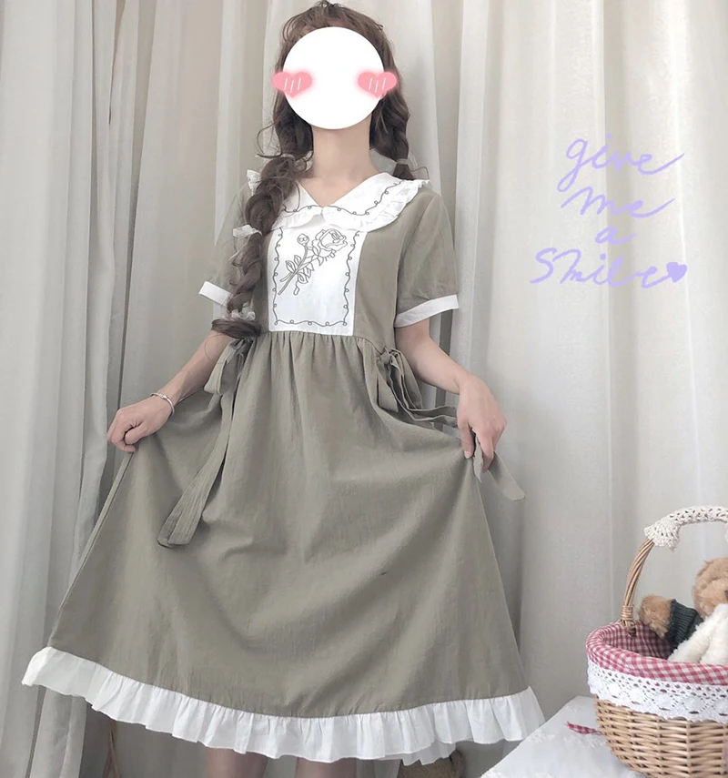 Sommer 2020 neue Japanische süße Lolita puppe kragen lose student loli kurzarm kleid nette phantasie kawaii prinzessin