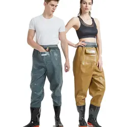 Waterproof Fishing Waders One-Piece PVC Waist Pants Wading Rubber Boots River Farm Garden Water Non-Slip Shoes Car-washing Wader