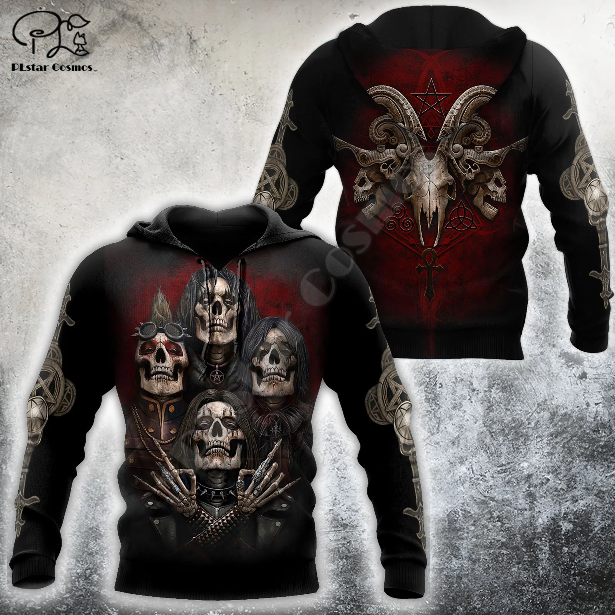 PLstar Cosmos Satan Devil Ghost Gothic Skull Funny Casual Pullover NewFashion Streetwear 3DPrint Men/Women Jacket Zip Hoodies 19