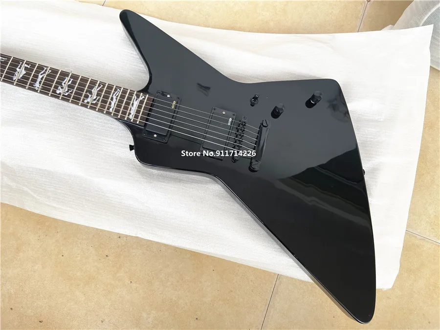 High quality custom version of the goose-shaped werewolf inlaid black electric guitar can be customized free shipping