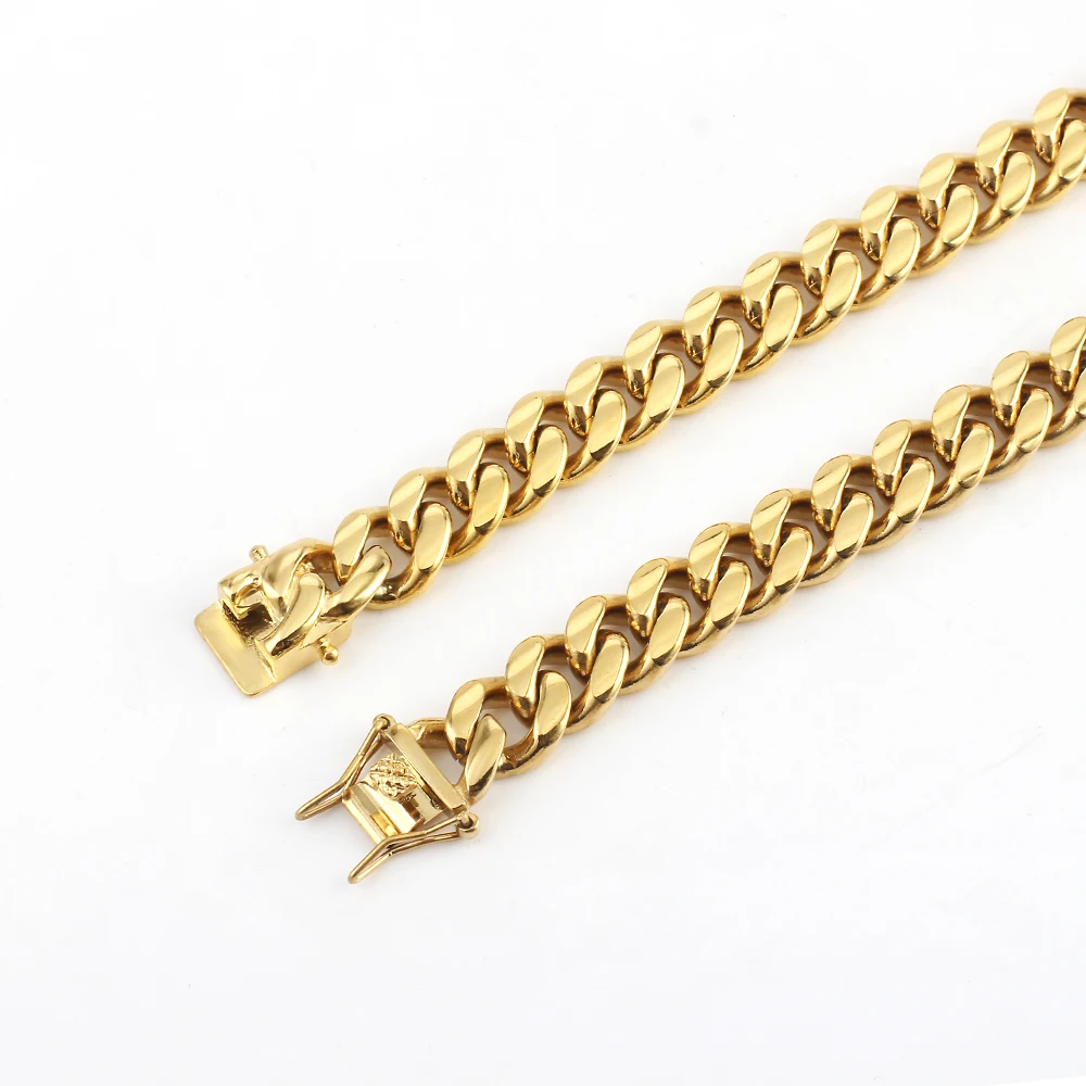 316L Stainless Steel Gold Necklace Chains High Quality Gold Color Plating Curb Cuban Chain Accesories For Men Women Jewelry Gift