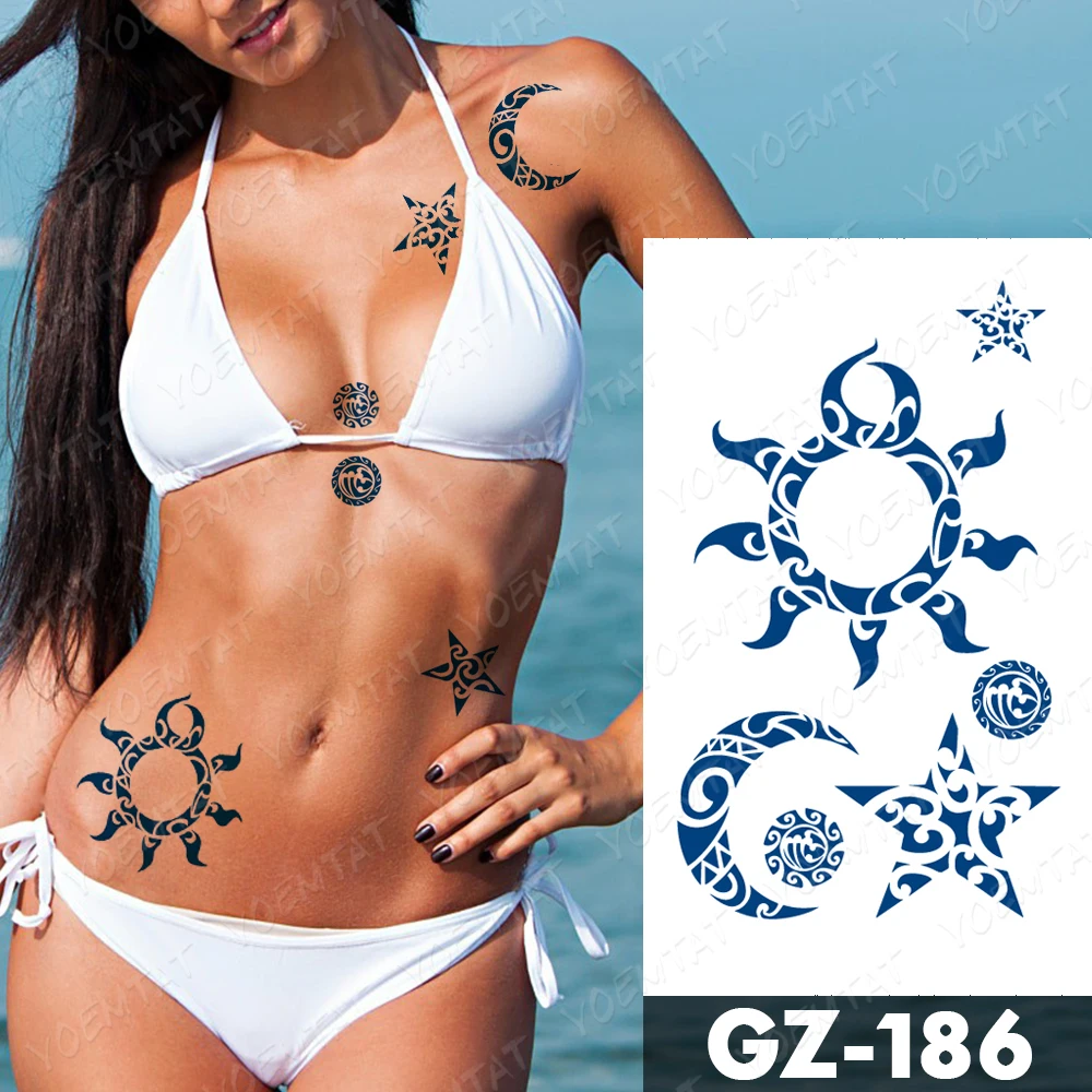 عصير دائم الحبر الوشم هيئة الفن مقاوم للماء المؤقتة الوشم ملصق مثير الخصر الطوطم الوشم الذراع أجنحة وهمية فراشة تاتو #5