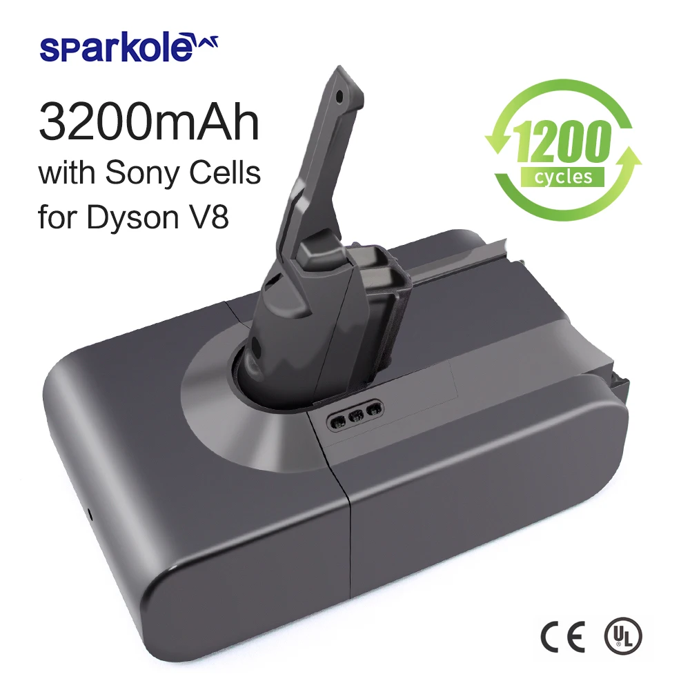 

21.6V 3.2Ah Li-ion Battery for Dyson V8 Series V8 Absolute V8 Animal V8 Fluffy with Japanese Imported Cells 100% Real Capacity