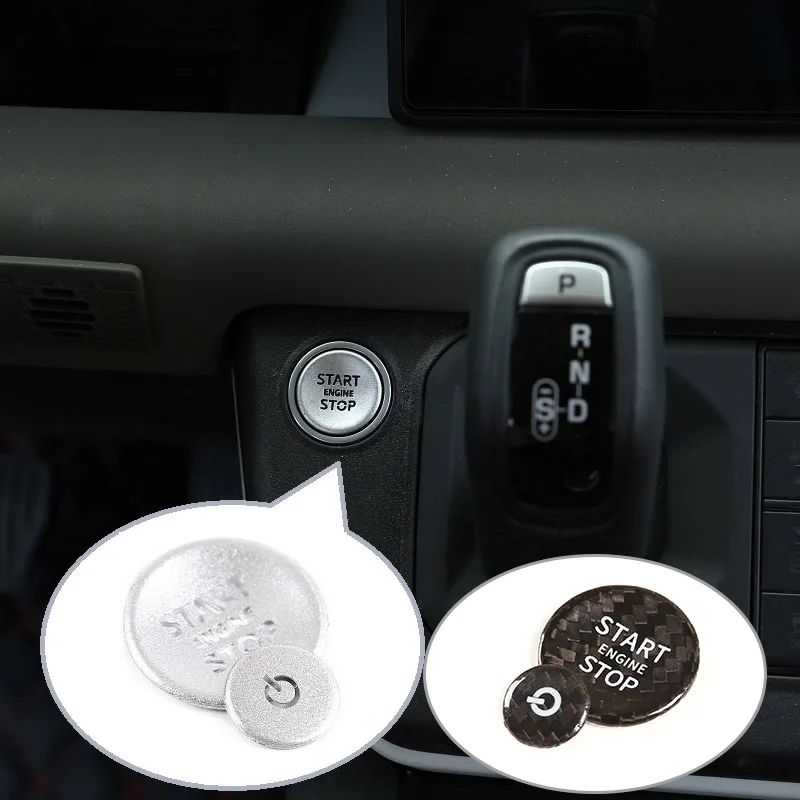 Real carbon fiber/Silver Alloy Car Engine Start Stop Button Volume Button Cover Trim For Land Rover Defender 20-22 Car Accessory
