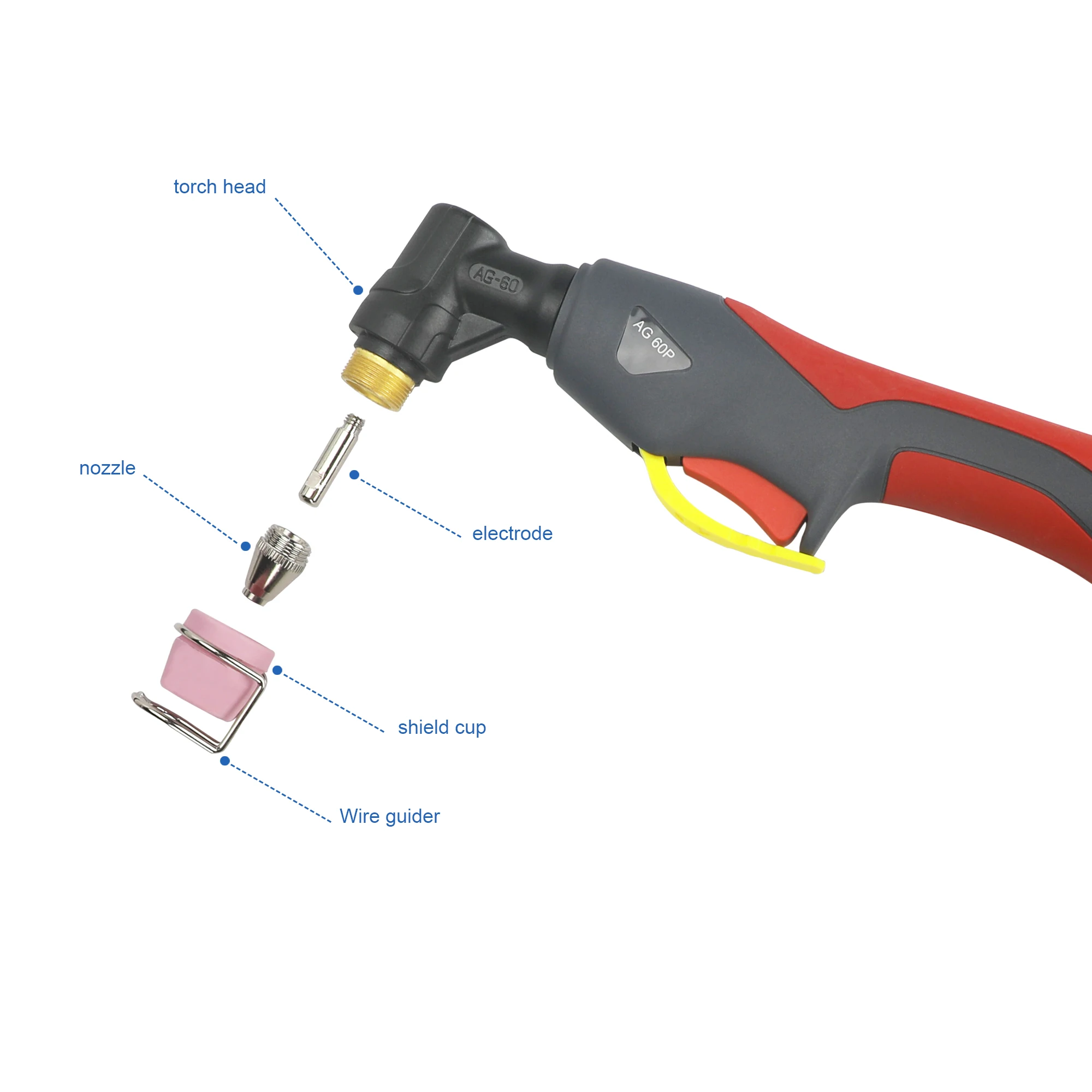 AG60P Plasma Torch 40-60Amp Pilot Arc Plasma Cutter Head Body 4 Meter Cable Length for CUT60SP