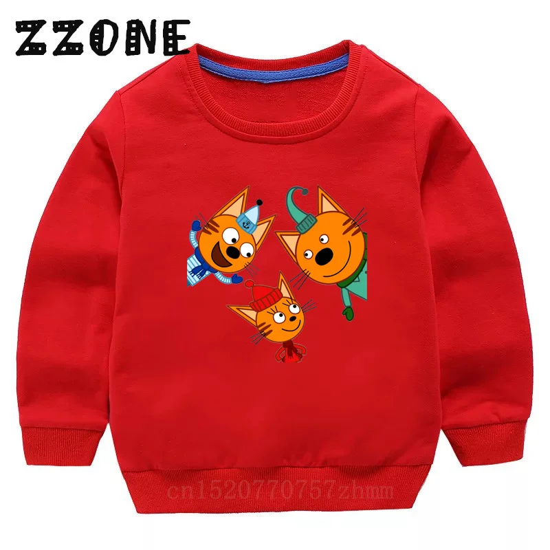 Kid-e-cats Three Kitten Russian Cartoon Kids Sweatshirts Children Hoodies Funny Baby Pullover Tops Girls Boys Clothes,KYT5411