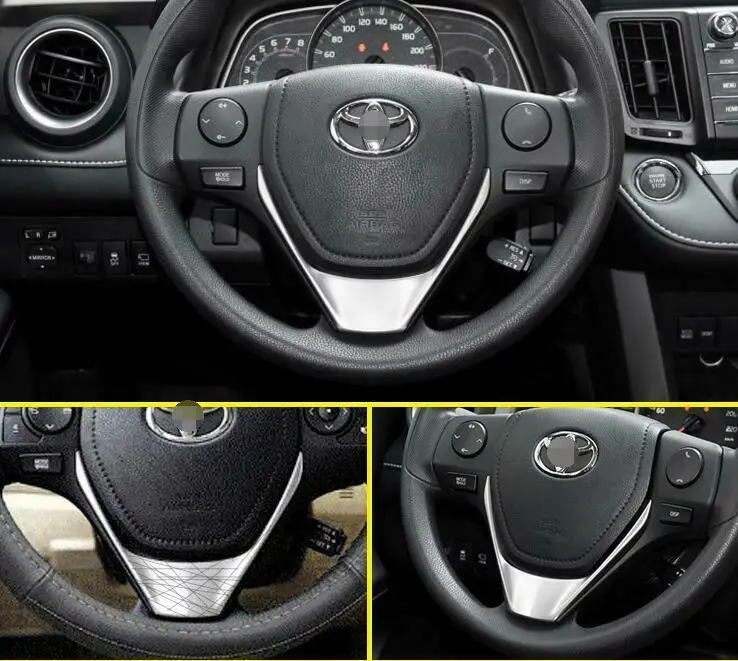 For Toyota RAV4 2014-2016-2019 ABS silver steering wheel U type Moulding Cover Trim Car Accessories 1pcs