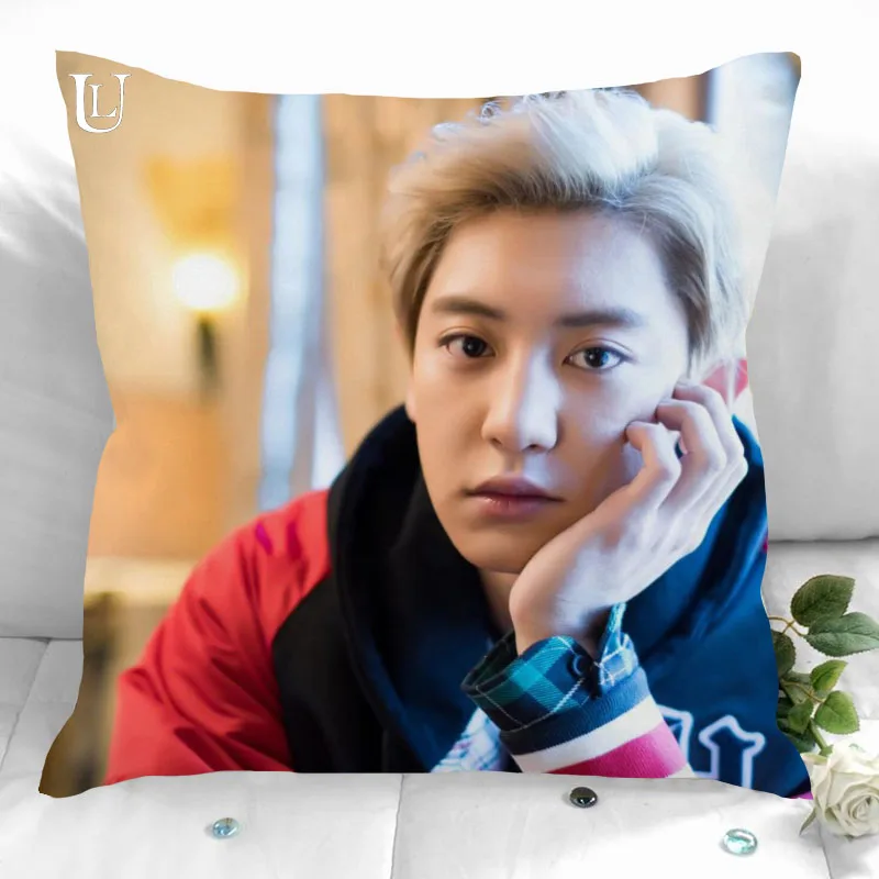 

New Custom Park Chanyeol Pillowcases Printed Square Pillowcase Home Decorative Zipper Pillow Cover 35X35cm40X40cm(One Side)