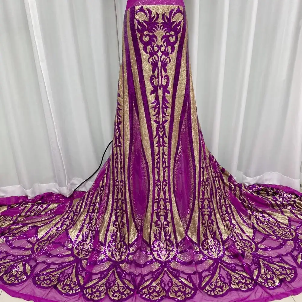 

Nigerian Tulle Multicolor Sequins Sequence Embroidery Lace Fabric 2020 High Quality African Lace Fabric For French Happy Party