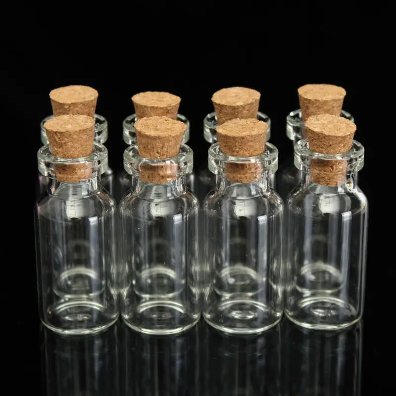 

10/25pcs Lovely Small Bottle Tiny Clear Empty Wishing Glass Message Vial With Cork Stopper 16mm*35mm 2ml mini Containers