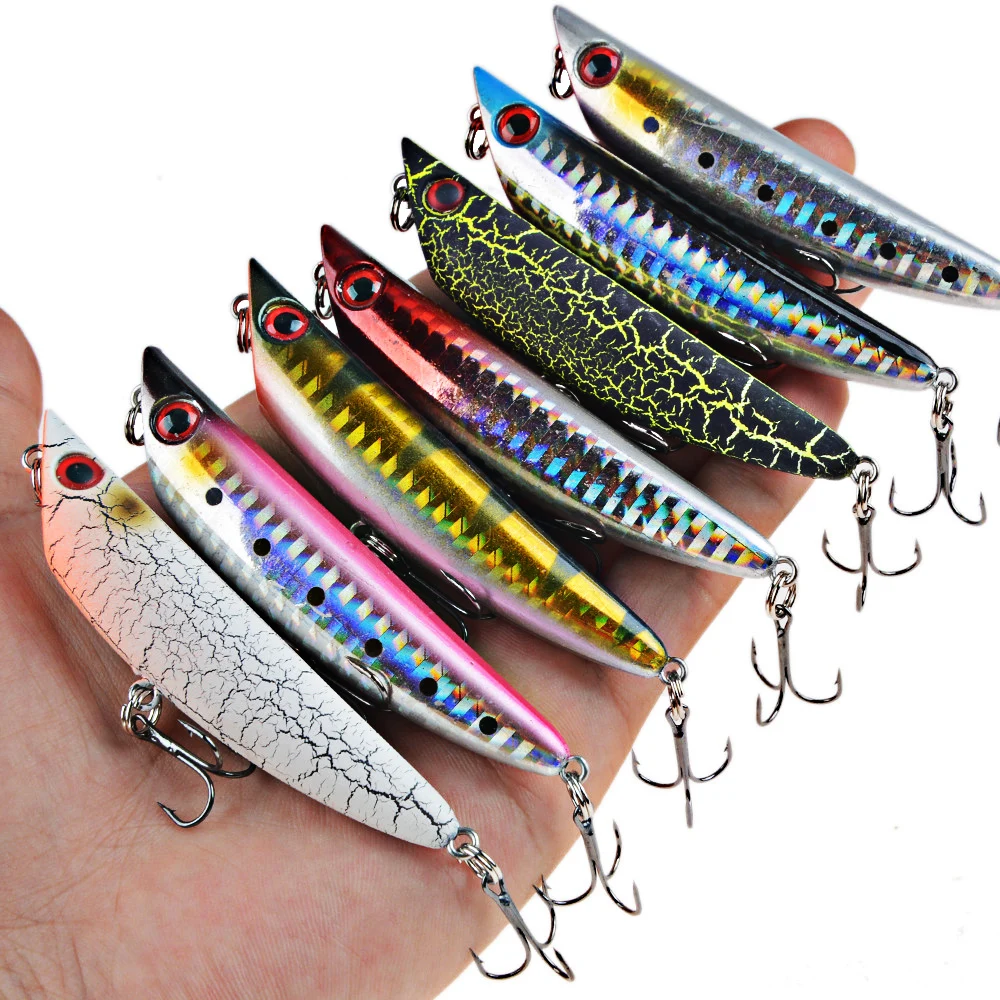 POETRYYI 1pcs Top Water pencil Fishing Lure Wobbler Hard Plastic Artificial Surface Pencil Minnow 8cm 8.5g with 3D Eyes