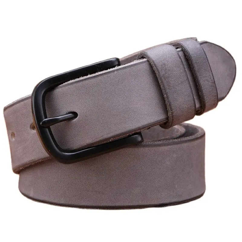 vintage belts for mens luxury 100% real high quality full grain genuine leather 2020 jeans cowboy casual 3.8 cm gray 125cm 130