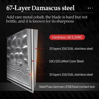 XINZUO 2dílná sada kuchyňských nožů 67 vrstev japonské damaškové nerezové oceli vysoce kvalitní VG10 šéfkuchařské nože s rukojetí pakkawod 10 nejlepší prodej nože xinzuo - №6