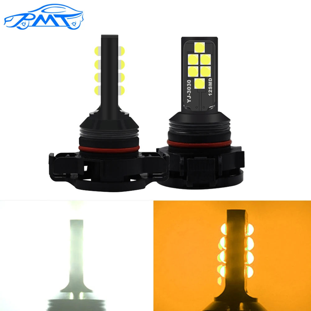 BMT 2 Pcs H16 5202 PSX24W LED DRL Daytime Running Lights Car Led Fog Lights Lamp Auto Canbus Bulbs 3030SMD Super Bright Warranty