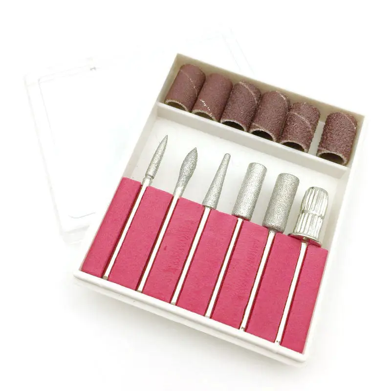 6PCS Nail Art Drill Bits and Sanding Bands for Nail Drill Replacement Set Nail Electric File Metal Bit