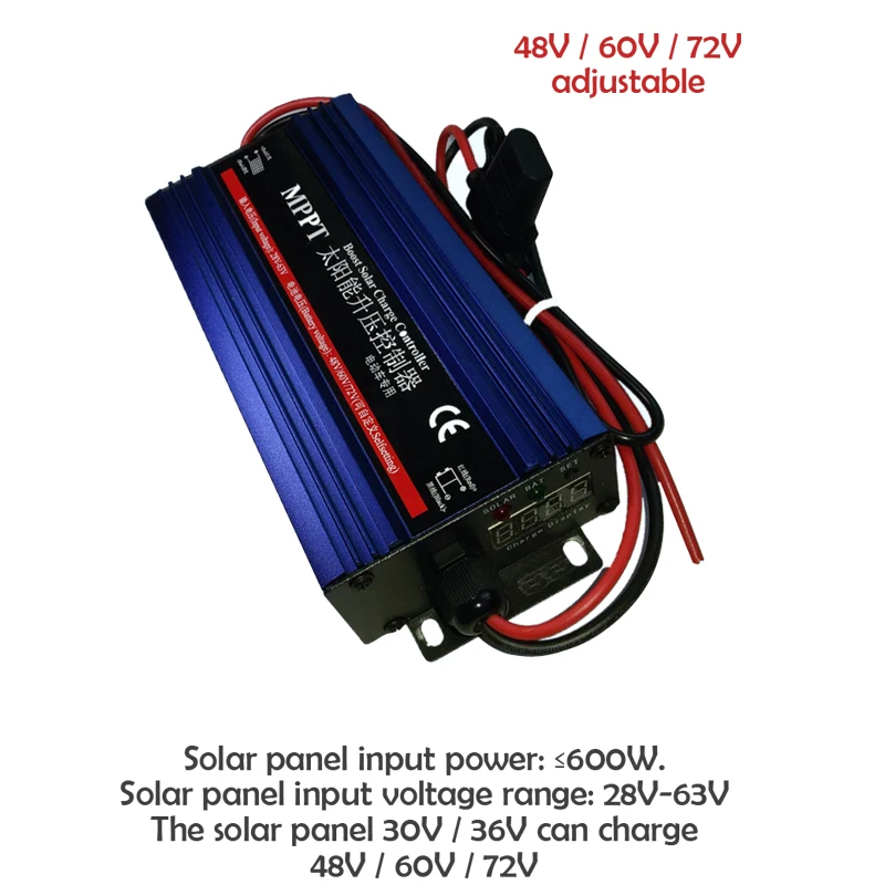 600W MPPTพลังงานแสงอาทิตย์ไฟฟ้าBoost Controller 48V60V72Vแบตเตอรี่ลิเธียมแบบชาร์จไฟได้แบตเตอรี่ลิเธียมเหล็กฟอสเฟต