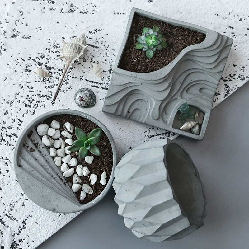 Cement flowerpot silicone mold green plant flowerpot mold concrete home furnishing basin silicone mold