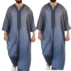 2024 New Mens Muslim Ramadan Dress Abaya Party Evening Gown Robe Prayer Garment Shirt