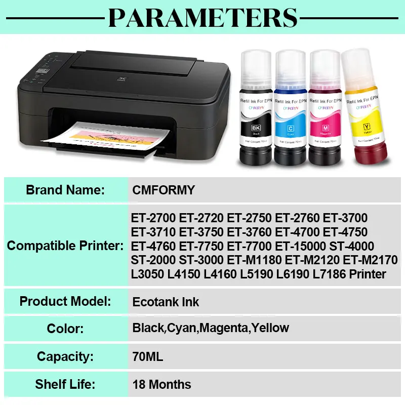 104 522 Refill Dye Ink For Epson For EcoTank ET-2710 ET-2711 ET-2712 ET-2714 ET-2715 ET-2720 ET-2726  Inkjet Eco Tank Printer