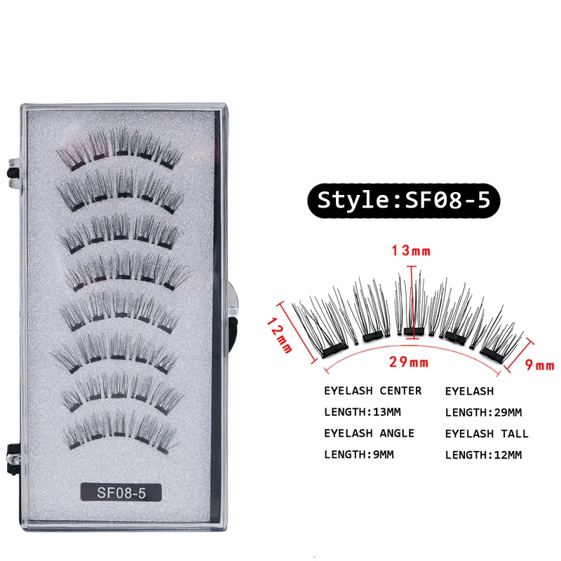 4 Paar 5 Magnete 3D Magnetische Falsche Wimpern Handgefertigte Künstliche Faux Cils Magnetische Natürliche Nerz-Wimpern mit Pinzette – Detail 10