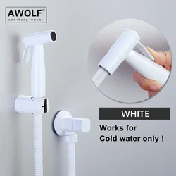 Awolf Handheld Hygienic Shower for WC White Stainless Steel Toilet Bidet Sprayer Set Toilet Washer Shower System AP2290