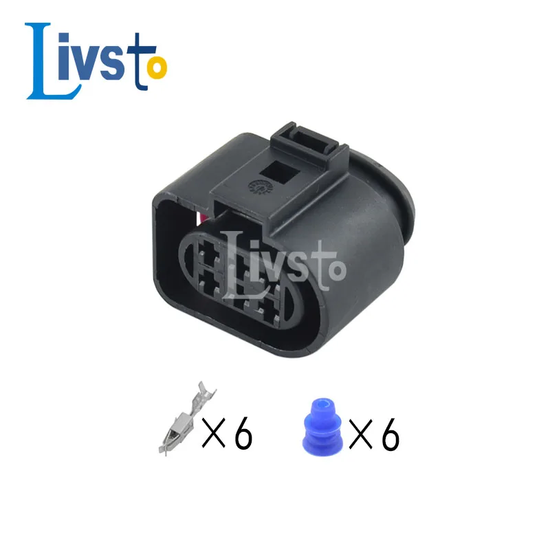 5/10/20/50 Sets 6 Pin Auto Throttle Plug LSU 4.2 Waterproof Connector Oxygen Sensor 3.5 MM Socket For VW PASSAT Bora 1J0973733