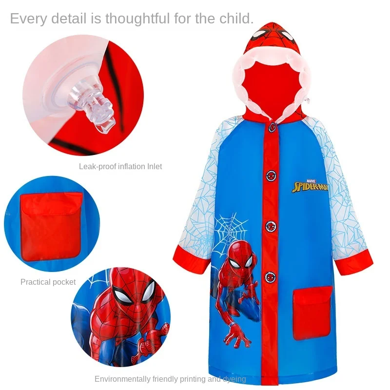 Disney Per Bambini Impermeabile Zainetto Gonfiabile cap Spiderman US Capitano Delle Ragazze Dei Capretti Impermeabile Poncho Pioggia gear Ragazzi