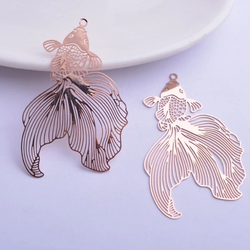 30 Stück AB5587 32*49mm Silberfarbe und Roségold Goldfisch Charms – Detail 8