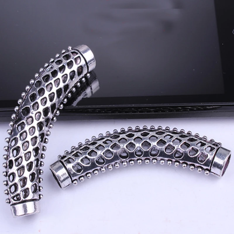 2PCS African Hair Braid Copper Tube Metal Hollow Hair Ring Dread Bead Dreadlock Cuffs Jewelry Decoration Accessories